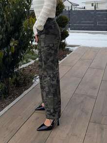 Jeta Ari Camouflage Casual Straight-Leg Women's Jeans - Blue - View 6