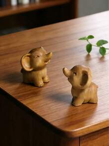 Madebyblanc Hand-Carved Chinese Cypress Wood Elephant Figurine, Auspicious "Elephant Facing Heaven" Sculpture For Wealth And Good Luck, Solid Wood Decorative Car Ornament Or Desk Decor, Exquisite Craftsmanship With Natural Wood Grain, Wooden Elephant Figurine Hand Carved Solid Wood Desktop Ornament Home Office Decor Natural Grain Collectible(The Color Of The Wood Products In Each Batch Is Different, Please Refer To The Actual Object) - Multicolor - View 6