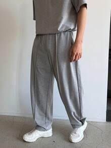 DAZY 男士灰色短袖T恤和长裤套装，春夏款 - 灰色 - 查看 7