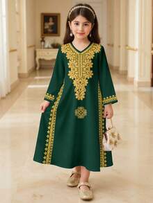 优雅复古酒红色蕾丝印花连衣裙，适合年轻女孩，春夏穿着，也适合节日场合。 - 白色 - 查看 3