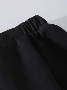SHEIN 2件套少女雪纺长袖可拆卸大蝴蝶结高领上衣和黑色裙子，优雅时尚的春、夏、秋季服装，适合日常穿着、生日、派对等场合。 - 黑與白 - 查看 7