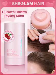 SHEGLAM HAIR Cupid's Charm Glossy Shine Strong Styling Stick,Pink Hair Smooth Wax Stick,Flyaway Hair Control,Elegant Sticks,Long-Lasting Hold,Sleek Look In 1-Swipe,Non-Sticky & Non-Greasy,Flake-Free & Zero White Cast,Cranberry Scent Made For All Hair Types|Straigh,Wavy,Curly,Coily