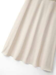 GlowEve CURVE Falda de línea A con decoración de hebilla metálica, elegante y de talla grande, adecuada para el trabajo y citas, primavera/verano - Albaricoque - Ver 3