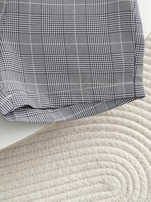 3 piezas Conjunto formal de caballero para niños pequeños: Polo de punto blanco con moño, chaleco de bolsillo decorativo a cuadros y pantalones cortos de cintura elástica, elegante y de moda, adecuado para fiesta de cumpleaños, bautizo, celebración del 1er cumpleaños, ocasiones formales, cena, actuación, boda, atuendo de paje, verano - Multicolor - Ver 8
