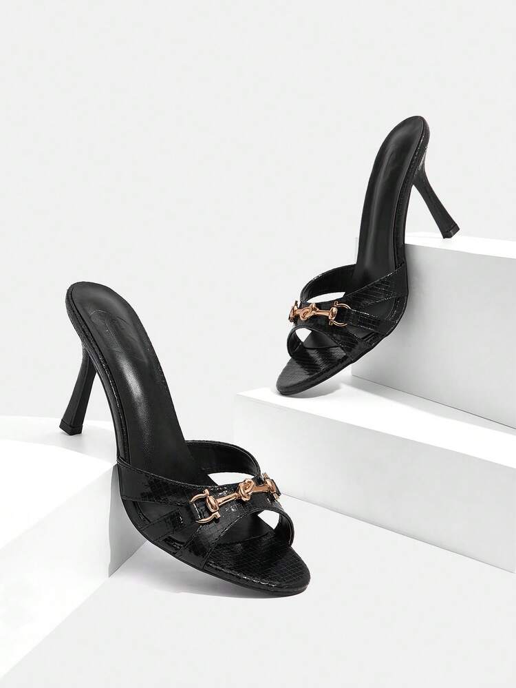 CUCCOO SZL Women's Solid Color Chain Decor Fashionable Elegant High Heel Sandals Spring Shoes Spring Break Easter Valentine's Day Prom Heels