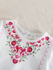Ramadan Loose Casual Comfortable Round Neck Long Sleeve Dress For Baby Girl - White - View 4