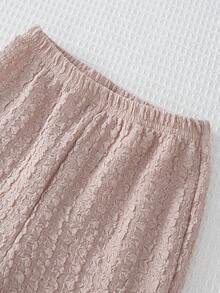 SHEIN Girls Minimalist Elegant Chiffon Long Sleeve Top And Pants Set