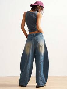 Bohemela Women's Casual Washed Low-Waist Flared Leg Jeans - Medium Wash - View 8