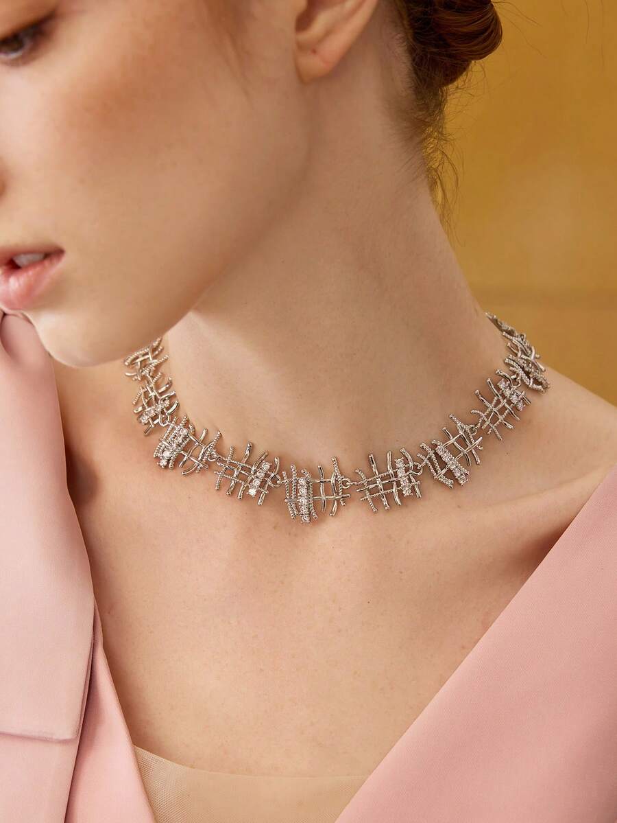 MOTF PREMIUM TRENZADO, LÍNEA, BRILLO DE DIAMANTE, COLLAR - K blanco - Ver 1