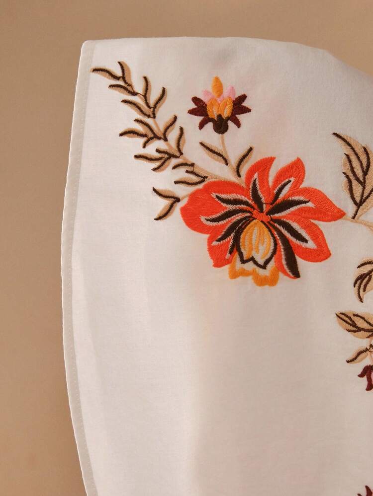 WOMEN'S BOHEMIAN EMBROIDERED COTTON LINEN BLOUSE