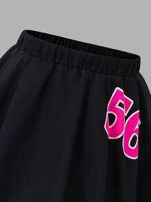 SHEIN 2pcs Young Girls Basketball Jersey Outfit, Numeric Print T-Shirt And Skirt Set, Casual Daily Fashion Versatile Streetwear - Multicolor - View 6