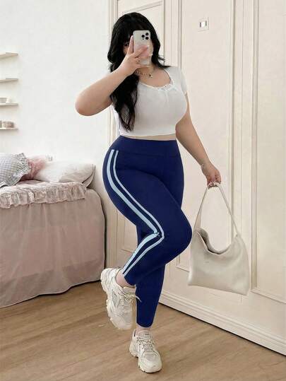 CovetEZ Navy Blue Plus Size Casual Leggings