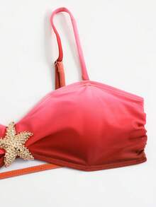 Bonvoyette Ombre Red Mesh Starfish Bikini Set - Red - View 7