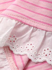 Dazy Plus 2pcs/Set Cute Striped Loose Long Sleeve Top And Long Pants Pajama Set, Pink, Spring/Summer - Pink - View 8