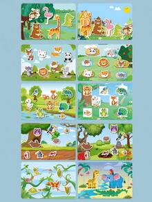 1pc Learning Quiet Sticker Book For Children Over 3 Years Old, Children's Early Learning Alphabet Table Animal Cognitive Books Learning Toys, Educational Activity Books For Toddlers, Children's Educational Toys (Random Color Circles) - Multicolor - View 5
