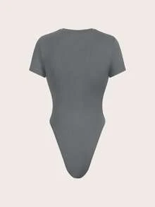 SHEIN Essnce Plsize 女士休闲两件套，针织套装，连体裤和半身裙套装，夏季两件套，休闲女装，黑色正式连衣裙，女士绷带连衣裙夏季套装 - 深灰色 - 查看 4
