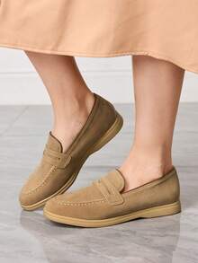 Sleekvia Sepatu Loafer Datar Kasual Serbaguna Wanita untuk Berpergian, Cocok untuk Hari Valentine - Unta - View 3