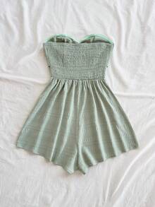 Soleia Mono de verano con estampado de silueta acuarelada, con nudo delantero y espalda descubierta, corte holgado, adecuado para fiesta, cita, San Valentín, y para usar en capas - Verde - Ver 2