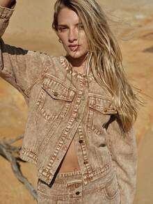 MOTF STUDIO WOMEN'S WASHED DENIM SHORT JACKET AND COAT, SPRING/SUMMER - Pink - View 2