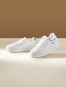 CUCCOO EASI Giày thể thao nữ đế dày buộc dây màu trắng, kiểu dáng casual, đa năng, chống thấm nước, thời trang xuân/thu 2026. - Màu xanh lam - Xem 6