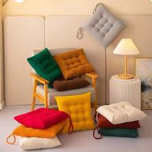 1 Set Of Corduroy Chair Cushion (With Tie), Super Soft And Warm Floor Cushion (Suitable For Reading Area), Comfortable Square Chair Cushion (Suitable For Adults), Suitable For Halloween And Christmas Decoration - Multicolor - View 2