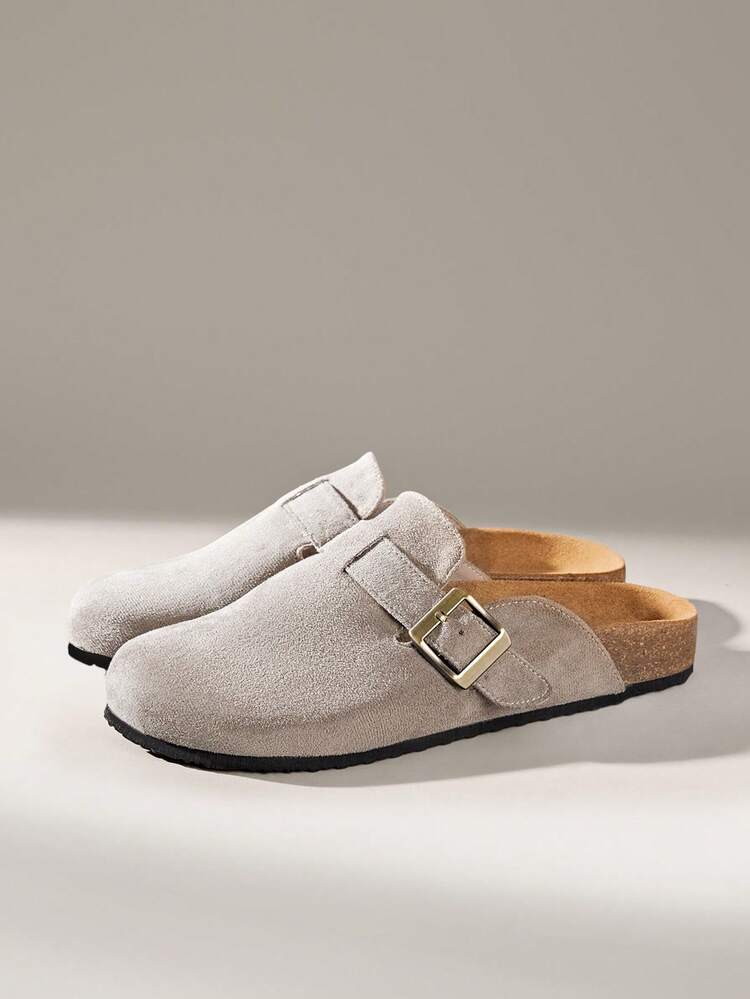 Solecia Women's Buckle Design Casual Versatile Flat Shoes - Grey - View 2
