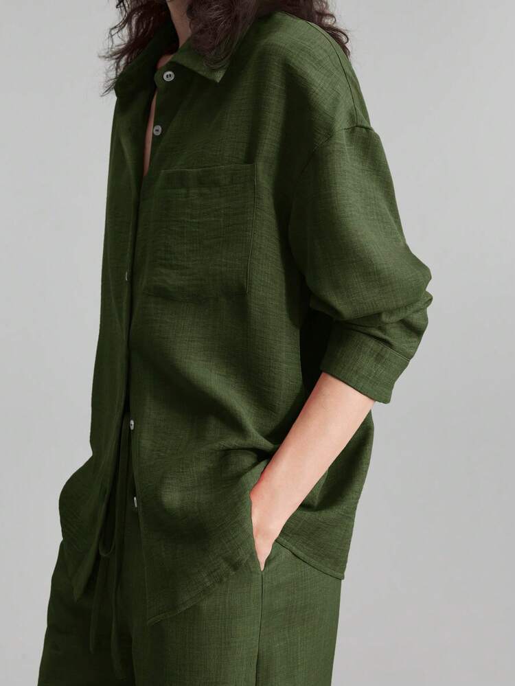 2026SS Women's 2 Pieces Outfit, Casual Home Wear Set, Beach Resort Wear Long Pants + Long Sleeve Shirt Set, Business Casual Women's Clothing, Elegant Holiday Beach Outfit, Office Wear