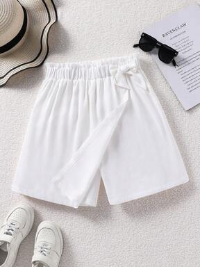 Sparklyn Shorts casuales con lazo asimétrico para adolescentes