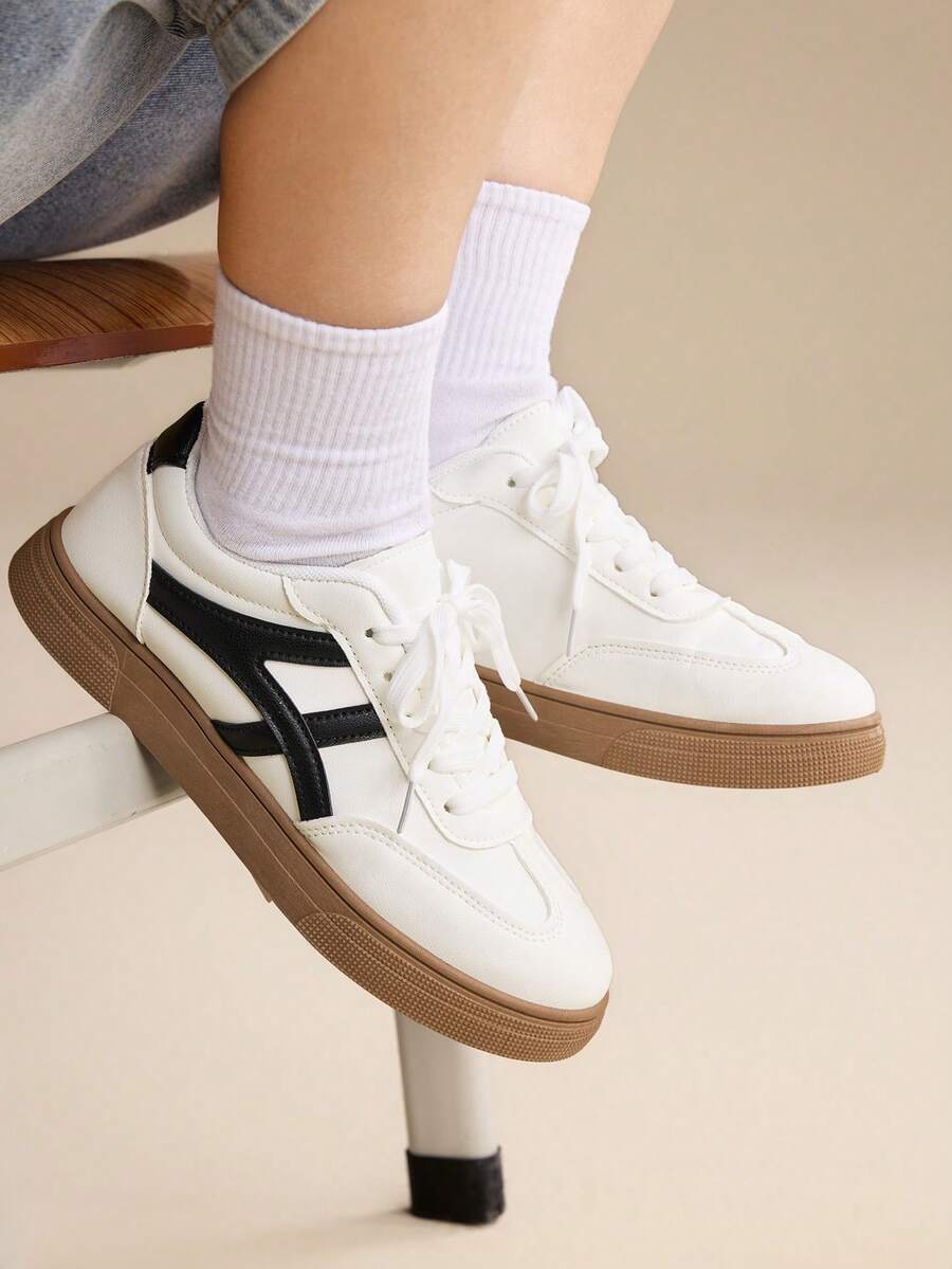 CUCCOO EASI Women's Fashionable Versatile Casual Minimalist Sneakers - Pearl White - View 1