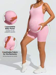 SHEIN Maternity Comfortable Breathable Romper - Pink - View 1