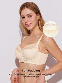 LUVLETTE Breathable Lace Elegance Push-Up Balconette Corset Lingerie Lounge Curve White Minimizer Bridal Intimates Bra Lingerie As Outerwear - White - View 4