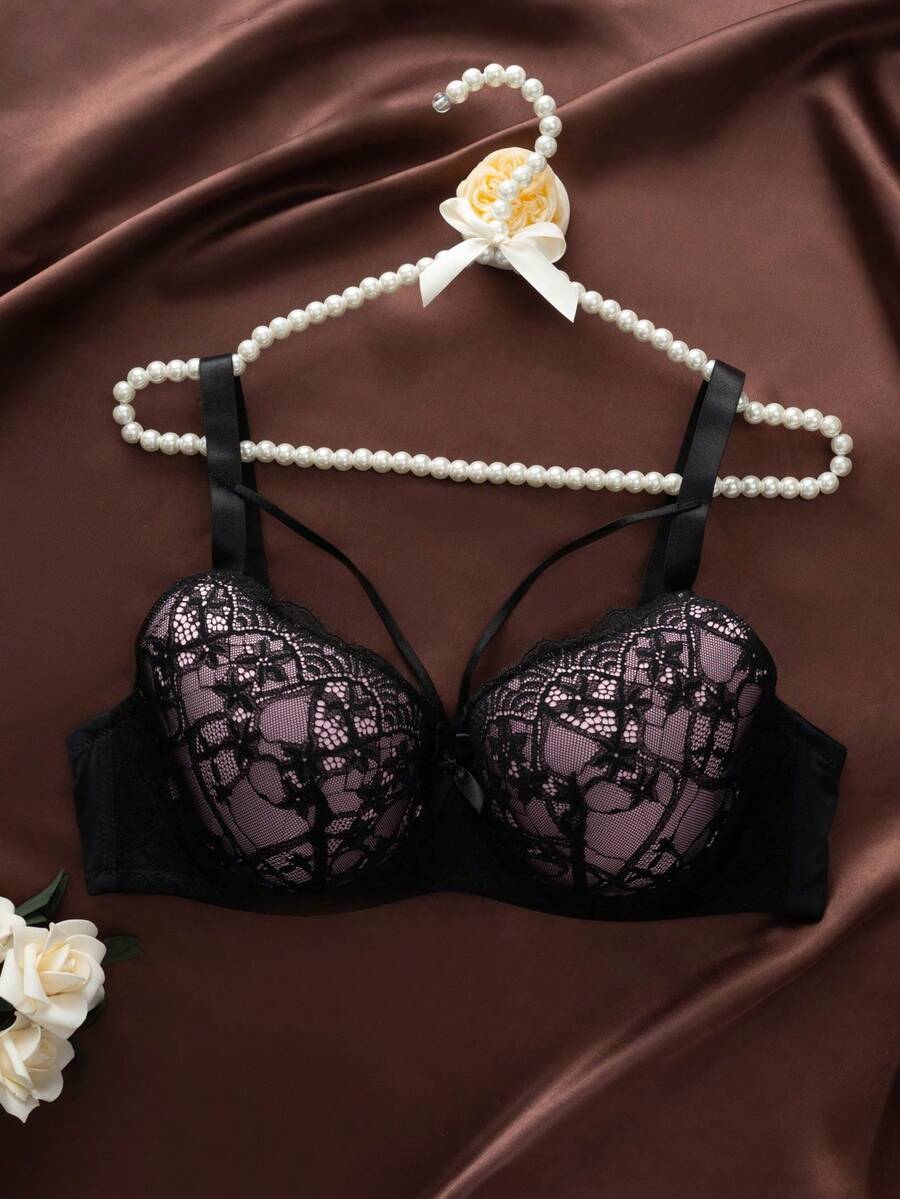 1 chiếc áo ngực có gọng, thoải mái, nâng đỡ, tạo dáng, phối ren dành cho nữ cỡ lớn - Nhiều màu - Xem 1