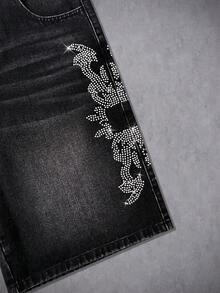 Manfinity Denimwave Men's Summer Casual Washed Distressed Slant Pocket Denim Shorts - Black - View 4