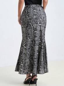 Aveloria Modichic Falda con estampado de piel de serpiente y bajo de sirena, acentúa las curvas seductoras, adecuada para fiestas de noche, con un aspecto vintage pero llamativo - Multicolor - Ver 6