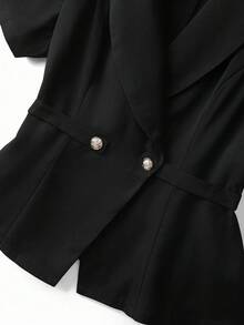 GlowEve CURVE Plus Size Women's Hot Selling Short Sleeve Blazer And Minimalist Casual Pants 2 Piece Set, Suitable For Different Occasions, Commuting, Fashionable Outings, Straight Leg Slimming Pants, Waist Slimming Blazer Jacket