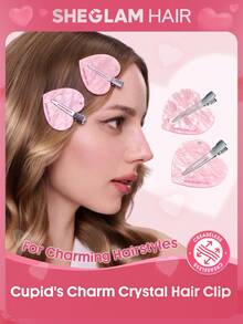 SHEGLAM HAIR Cupid's Charm Crystal Hair Clip,Pink Hair Clip,Side Bangs Hair Clips For Women,Chic Vibes,Firm Grip Without Snags,Dents,Or Creases For Charming Hairstyles Bangs,Braids,Curls