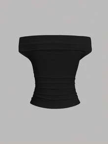 Sweetra 女士时尚高街风斜肩修身休闲舒适T恤套装，春夏款 - 彩色 - 查看 8