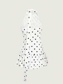 Rina Fox 女士优雅波点印花露背吊带迷你连衣裙，夏季 - 彩色 - 查看 4