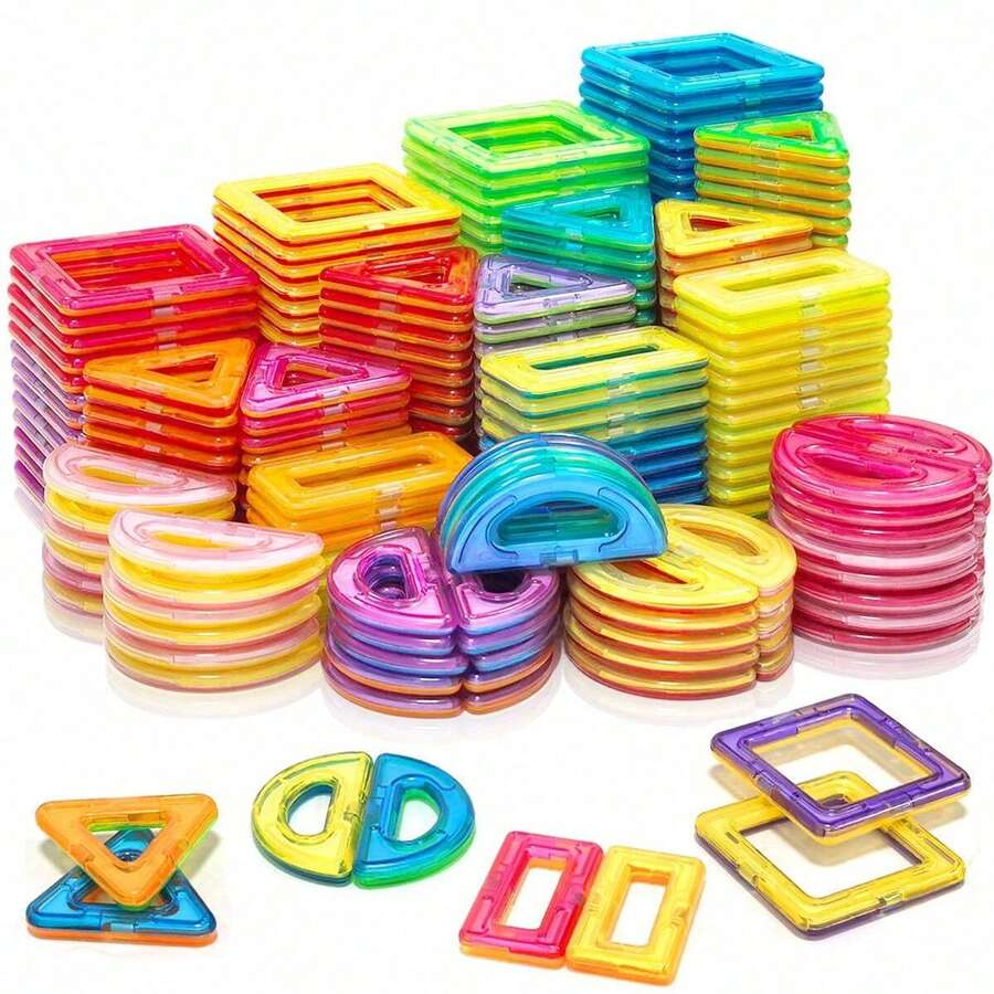 Zazumi Children's Magnetic Building Blocks Set 38/78/108pcs, Stem Education Building Toys, ABS Material, Better Cultivate Children's Hands On Ability, Children's Creative Learning Puzzle Gift, Suitable Gift For Kids 3+ Years Old , Birthday - Multicolor - View 1