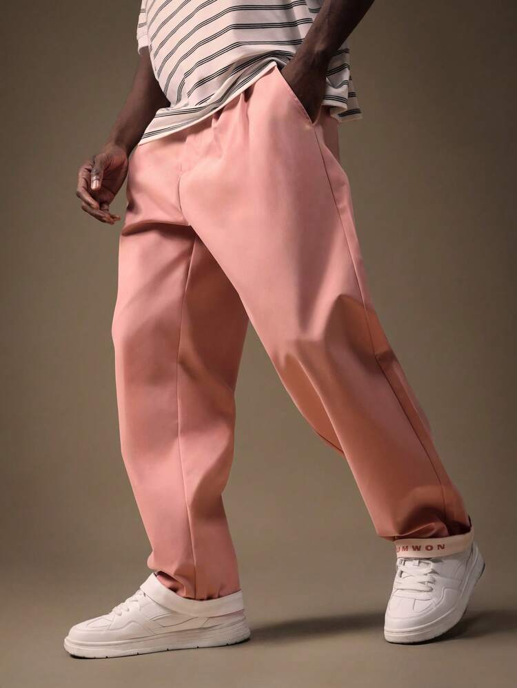 Wide Leg Pleated Trousers With Turn Up