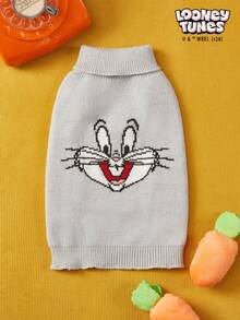 LOONEY TUNES X PETSIN 1pc Pet Cat Dog Universal Brown Jerry Cartoon Pattern Jacquard High Neck Elastic Comfortable Warm Dog Sweater - Brown - View 4
