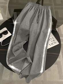 Resyla Regular Fit V-Neck Short Sleeve Top + Straight Leg Pants With Side Pockets - Grey - View 5