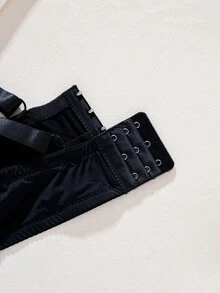 1件装加大码女士蕾丝拼接舒适支撑塑形钢圈文胸 - 黑色 - 查看 8