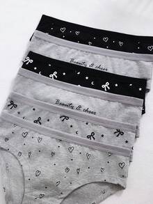 7条/包 女童爱心、星星、线条印花卡通可爱时尚内裤，适合大龄女孩 - 彩色 - 查看 3