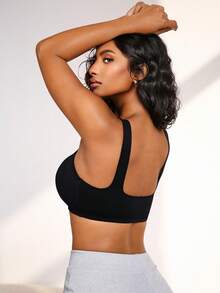 NudeFit 女士无钢圈无衬垫休闲舒适文胸 - 黑色 - 查看 2