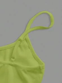 SHEIN BASICS 1 pieza Camiseta de tirantes minimalista de unicolor para mujer de uso diario - Verde - Ver 8