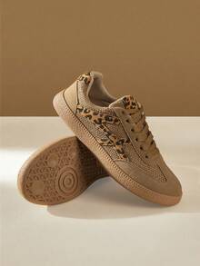 CUCCOO EASI Zapatillas de deporte minimalistas y versátiles de moda para mujer - Estampado de leopardo - Ver 4