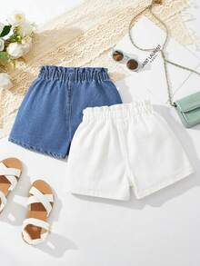 SHEIN Setelan Denim Longgar Kasual 2 Potong untuk Anak Perempuan Remaja, Musim Semi dan Musim Panas, Gaya Boho untuk Konser, Rave, dan Festival. - MultiWarna - View 2