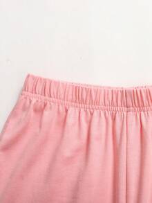 Tween Girls' Loose Casual Minimalist Comfortable Color Block Round Neck Short Sleeve T-Shirt Set - Royal Blue - View 5