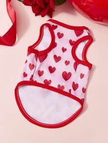PETSIN 1pc Red Love Valentine's Day Printed Pet Tank Top Rose Red Splicing Red Sports Style Skin Friendly Breathable Summer Pet Clothes - Multicolor - View 7